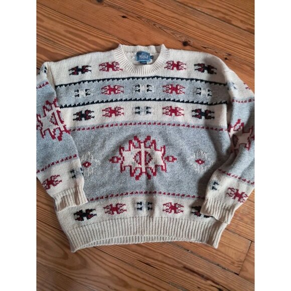 Vintage 90s Woolrich Sweater Wool Geometric Aztec Southwestern Knit Xl - Picture 1 of 2
